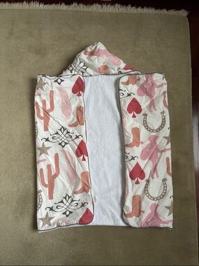 Pink & Coral Western Hooded Baby Towel